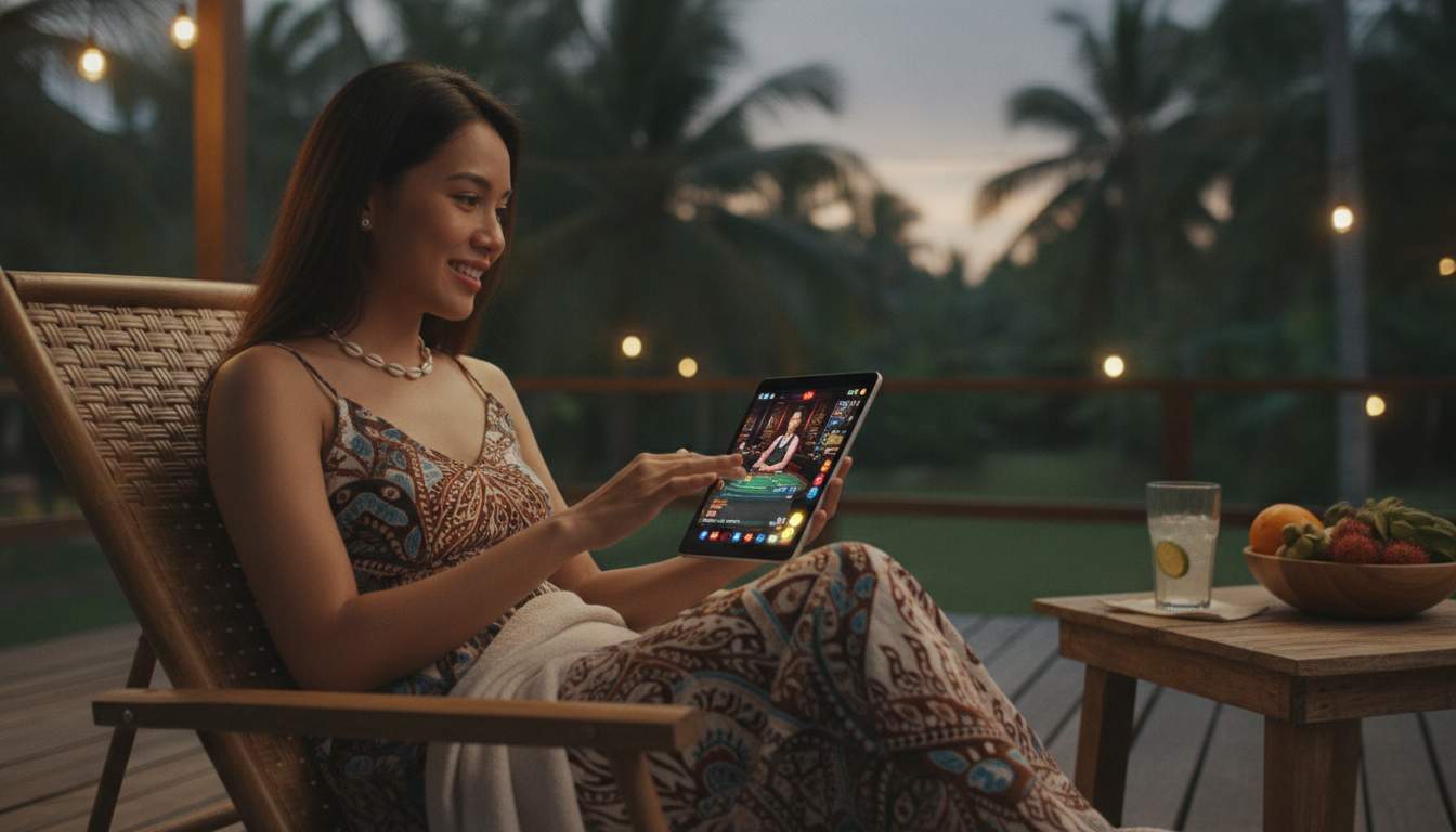 Philippine woman enjoying live casino experience